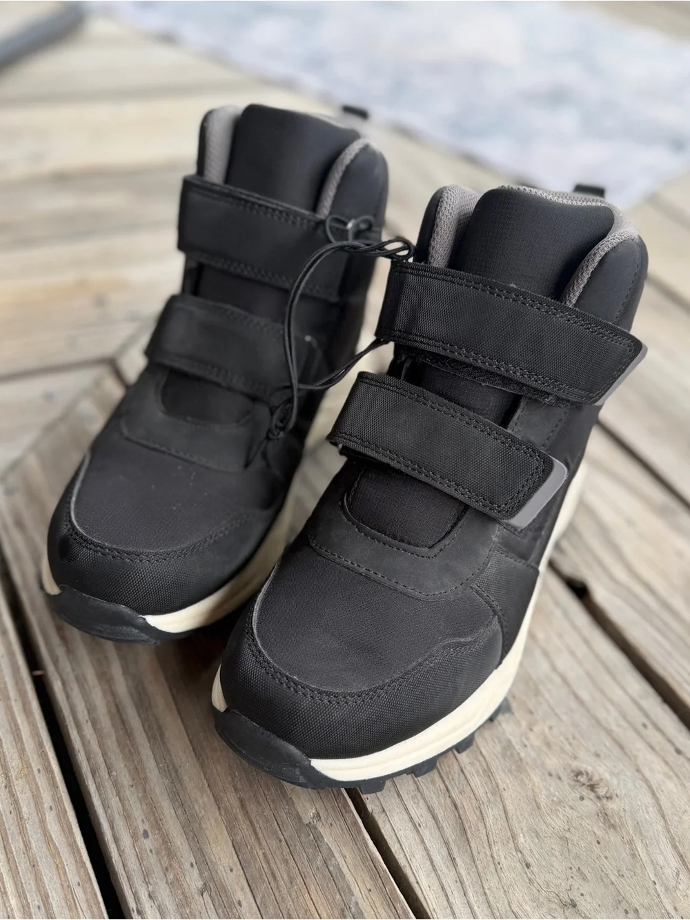 Kids size 4 All In Motion Black Winter Snow Boots with Velcro and Thermolite